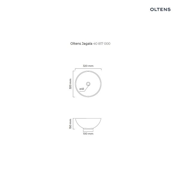 Oltens Jagala umywalka 32x32 cm nablatowa z powłoką SmartClean biała 40817000