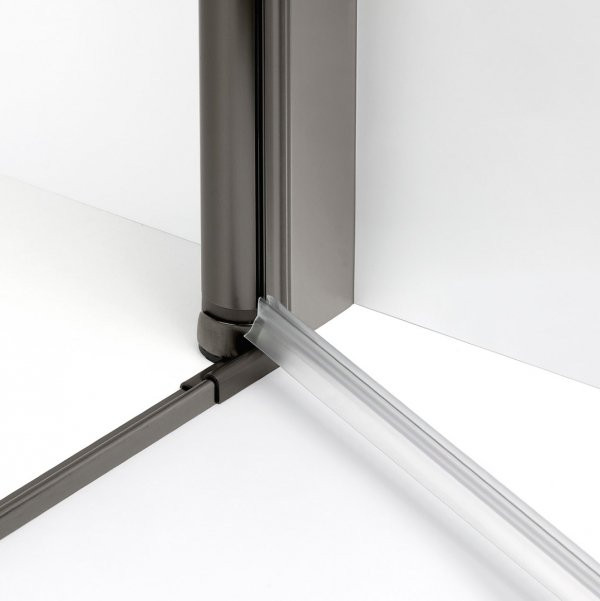 NEW TRENDY Kabina prysznicowa New Soleo Gunmetal Brushed, pięciokątna, asymetryczna, drzwi pojedyncze 80x80 K-1707