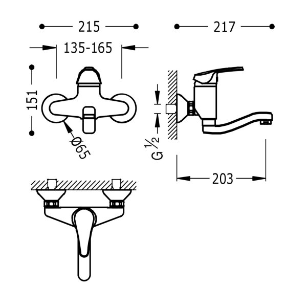 TRES KUCHNIA Bateria jednouchwytowa ścienna kuchenna-07032003