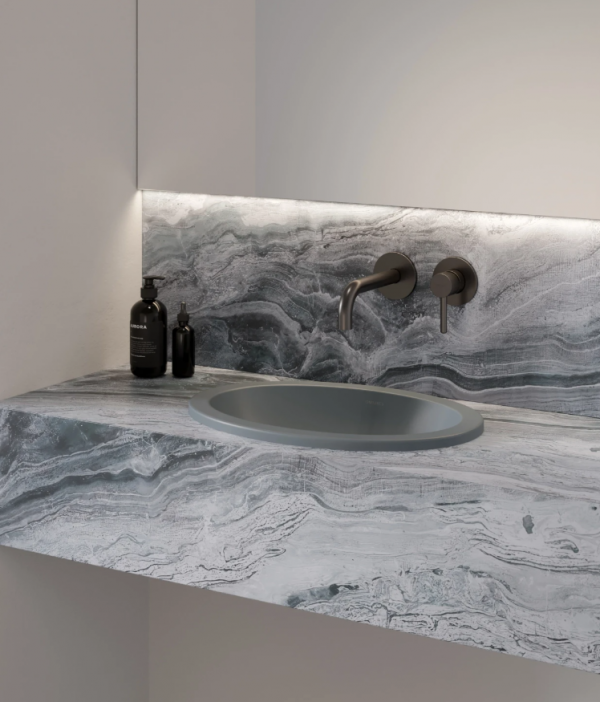 OMNIRES umywalka podblatowa, 38 x 25 cm ash grey mat SHELL380UPAG