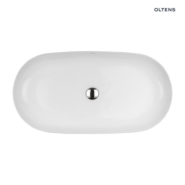 OLTENS Hamnes Thin umywalka 80x40 cm nablatowa owalna z powłoką SmartClean biała 40821000