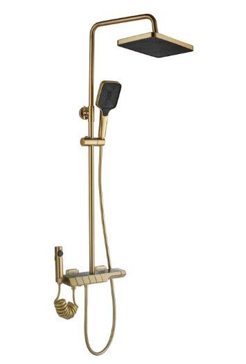 REA - Zestaw Natryskowy z Termostatem i wylewką ROB Gold Brush / Złoty Szczotkowany
