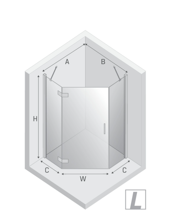 NEW TRENDY Kabina NESTA chrom 1D pięciokątna P 90x90x200 czyste 6mm Active Shield 2.0 K-3688