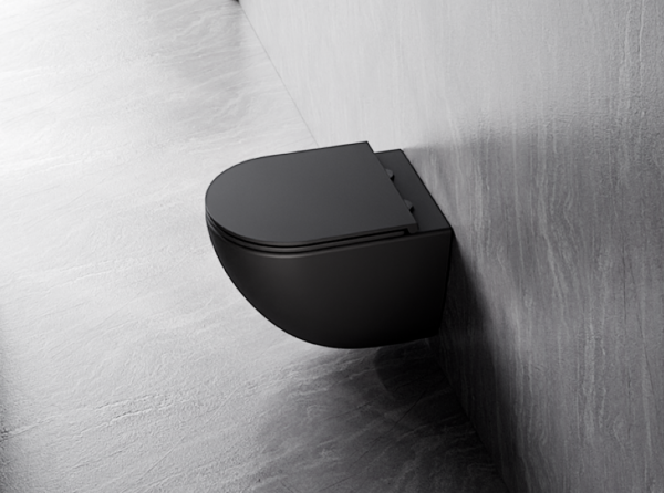 BESCO Miska WC Aspen Ergo Matt Black plus deska toaletowa wolnoopadająca Aspen Black #ZASE-C-DAC