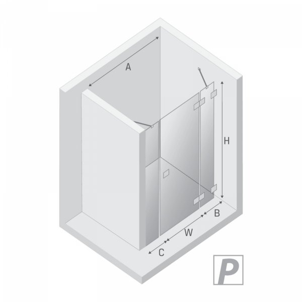 NEW TRENDY Drzwi wnękowe EVENTA BLACK CHROME PLUS 1D P 150x200 szkło czyste 8mm Active Shield 2.0 EXK-6142