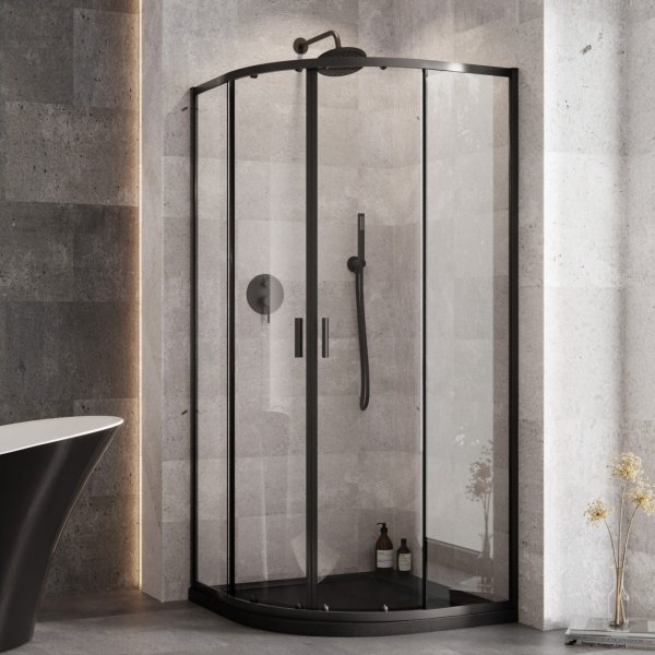 BESCO Kabina prysznicowa z brodzikiem 90x90x190 Zarya Black 90 + brodzik Axim 90 ZB-AX-90-190