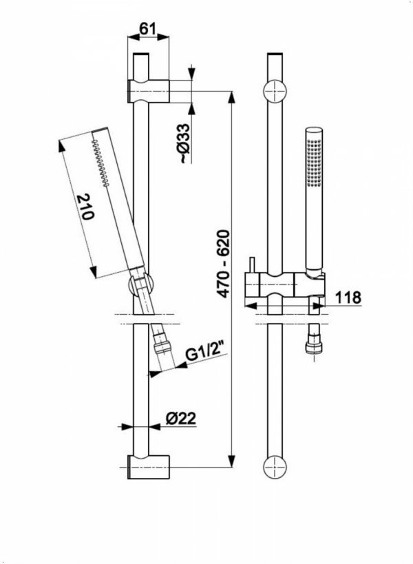 ARMATURA KRAKÓW KFA zestaw prysznicowy przesuwny MOZA PREMIUM GUN METAL GREY 841-363-61