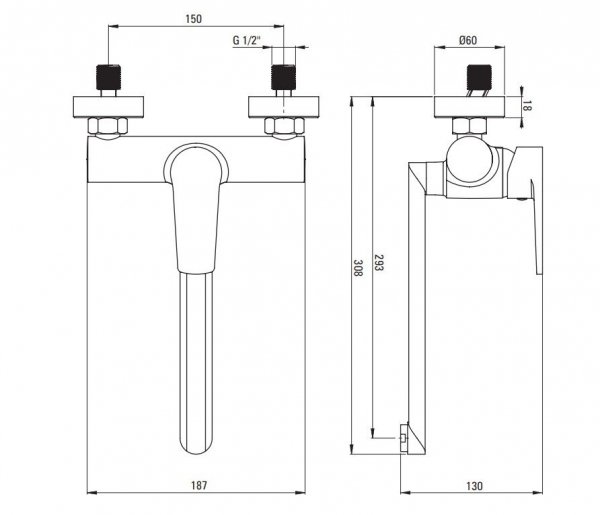 DEANTE Bateria kuchenna ścienna TUBO BUT_080M