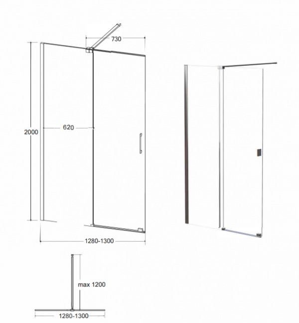 BESCO Kabina ścianka ruchoma WALK-IN VAYO Vayo 140x200 VY-140-200C
