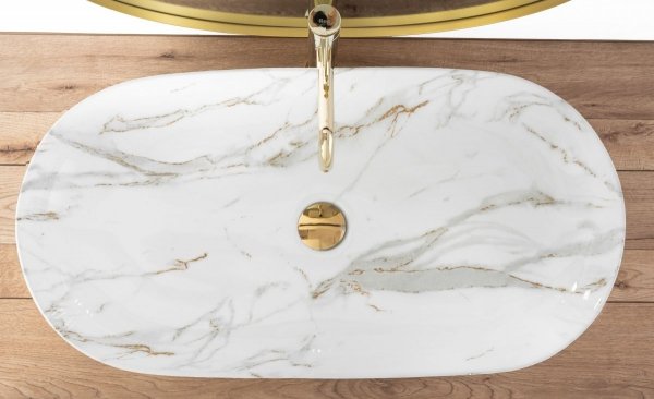 REA - Umywalka Ceramiczna Nablatowa CLEO 81 Aiax Shiny 