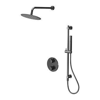 CERSANIT - Set B916 zestaw podtynkowy ZEN gun metal z baterią termostatyczną z boksem  S952-046 + Bateria umywalkowa sztorcowa wysoka ZEN gun metal S951-599