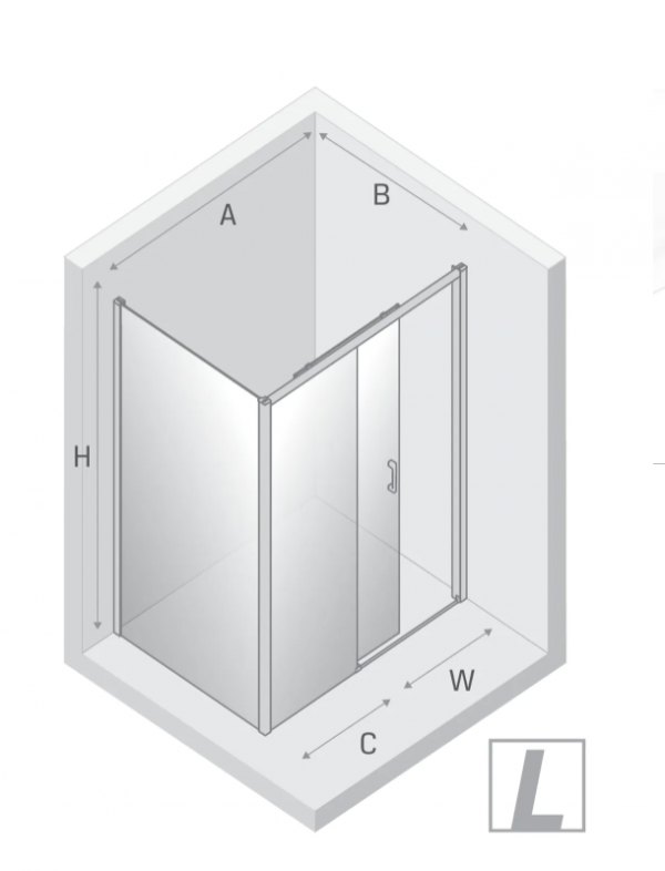 NEW TRENDY Kabina prysznicowa Prime 100x70, drzwi przesuwne, wejście od strony ściany  K-1196/K-1224