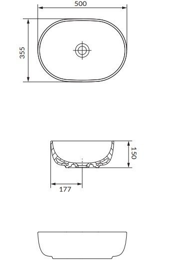 CERSANIT - Umywalka nablatowa MODUO  50 owalna antracytowa mat  K116-107