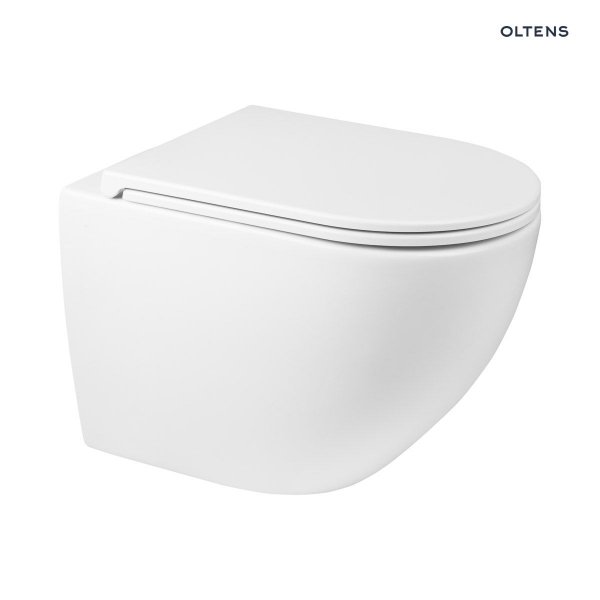 OLTENS Zestaw Oltens Hamnes miska WC wisząca PureRim z deską wolnoopadającą Ovan Slim biały 42018000 
