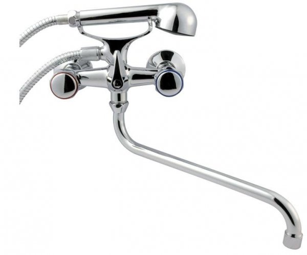 INVENA - Bateria wannowa z widełkami i z wylewką &quot;S&quot; MODENA  BW-14-F0S-L