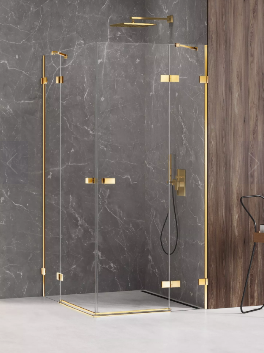 NEW TRENDY Kabina prysznicowa podwójne drzwi uchylne AVEXA GOLD SHINE Linia Platinium 100x110x200 EXK-1862