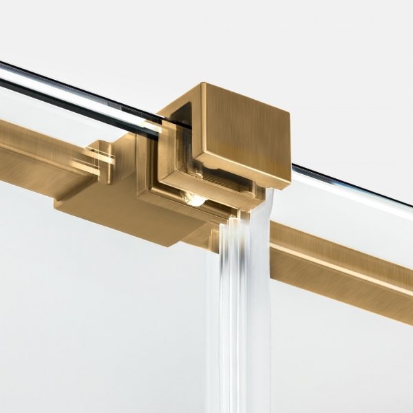 NEW TRENDY Kabina prysznicowa SMART GOLD BRUSHED 1D kwadratowa U 100x100x200 szkło czyste 8mm Active Shield 2.0 - UCHWYT RELING EXK-7562