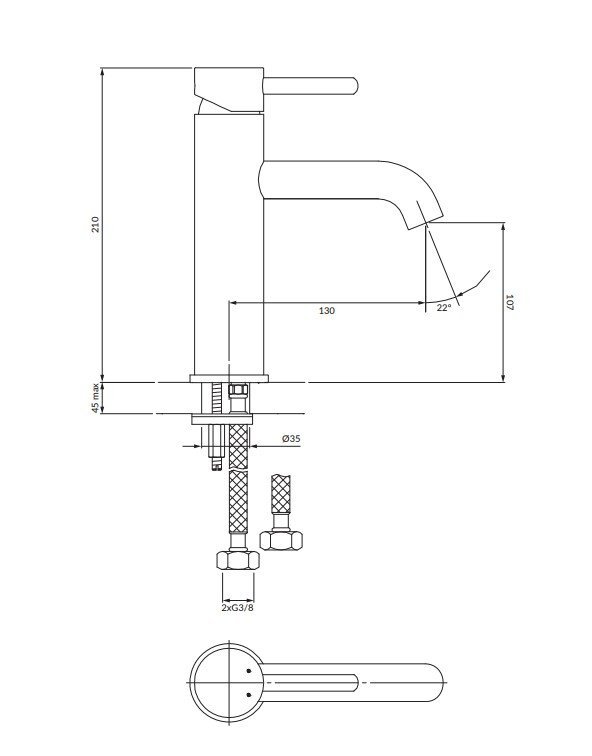 OMNIRES Bateria umywalkowa  21cm (głowica 40mm) Y1213MAXCR