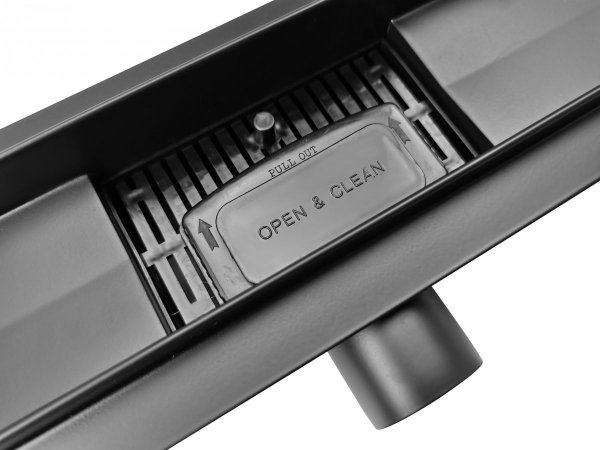 AQUALine - Odpływ liniowy posadzkowy czarny/black 2w1 pod płytkę 80cm L04BK