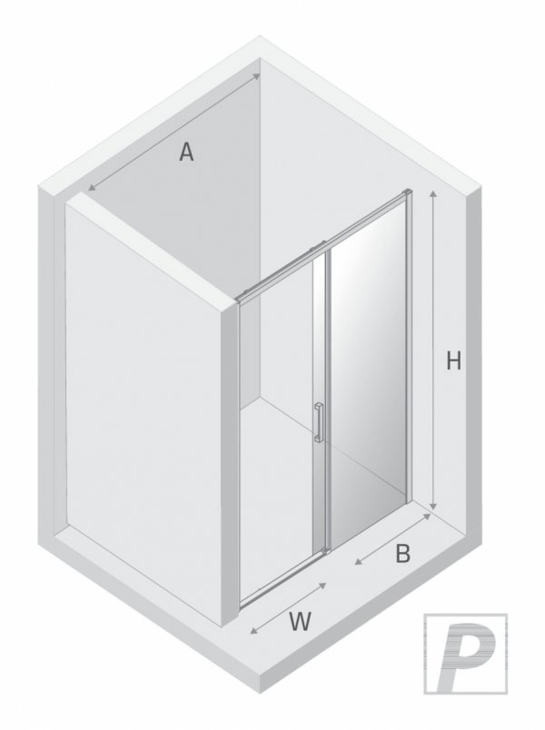 NEW TRENDY Drzwi wnękowe PRIME GUNMETAL BRUSHED 1D P 150x200 szkło czyste 6mm Active Shield 2.0 D-0896A
