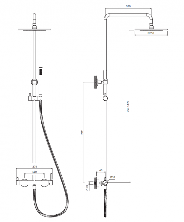 OMNIRES Zestaw Termostatyczny system prysznicowy natynkowy Y1244XOCR