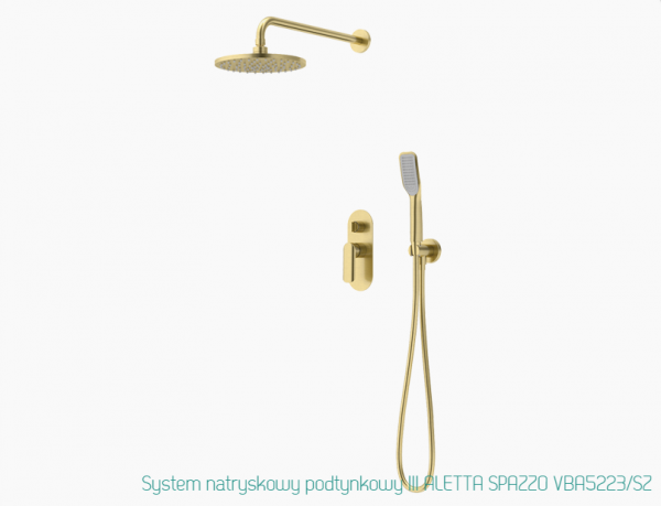 VEDO System natryskowy podtynkowy deszczownica 300mm III ALETTA SPAZZO złoto szczotkowane / Nr KAT: VBA5223/SZ