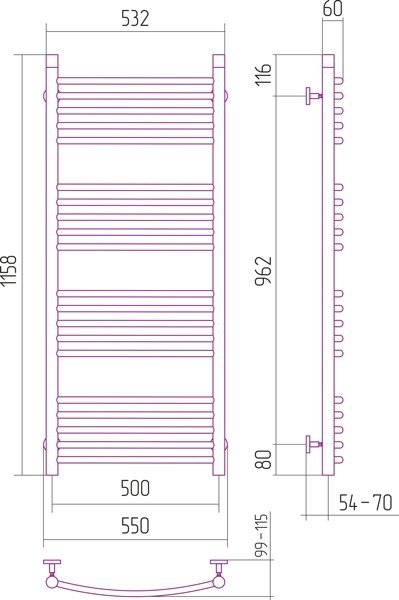Sunerzha - grzejnik dekoracyjny BOHEMIA ARC 1200x500 WODNY/ELEKTRYCZNY  warianty kolorystyczne