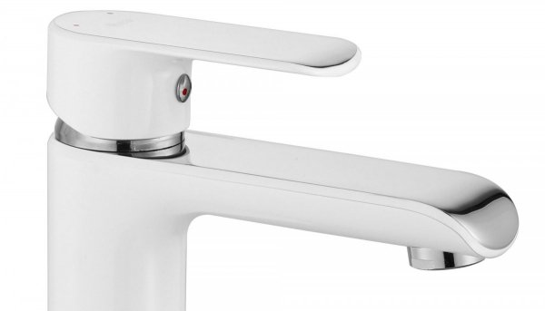 REA - Bateria umywalkowa BLOOM White-Chrom/Biało-Chrom niska