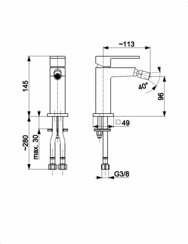ARMATURA KRAKÓW KFA bateria bidetowa LOGON GUN METAL GREY 5137-015-61 