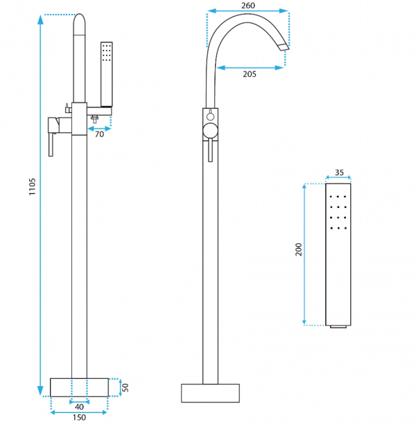REA - Bateria wannowa MONO Czarna