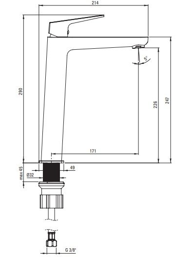 DEANTE - Bateria umywalkowa wysoka BLUR Nero BQL_N20K