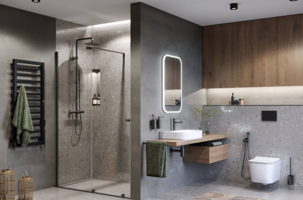 EXCELLENT Ortigo walk-in drzwi prysznicowe przesuwne 120x200 cm, powłoka Clean Control, grafit szczotkowany KAEX.5012.K.1200.AB