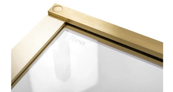 REA - Kabina narożna - drzwi podwójne prysznicowe składane, łamane HUGO DOUBLE 90x90 Gold / Złota 