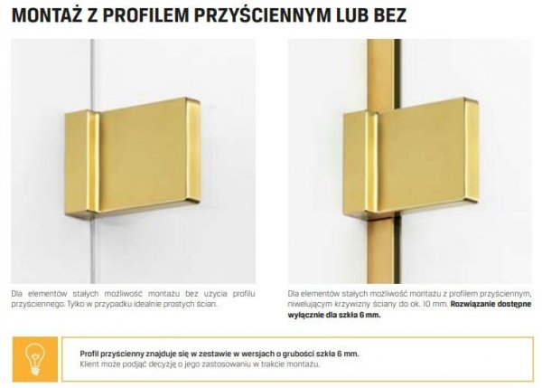 NEW TRENDY Kabina przyścienna AVEXA GOLD SHINE 100x110x200 EXK-2140/EXK-2110 POLSKA PRODUKCJA