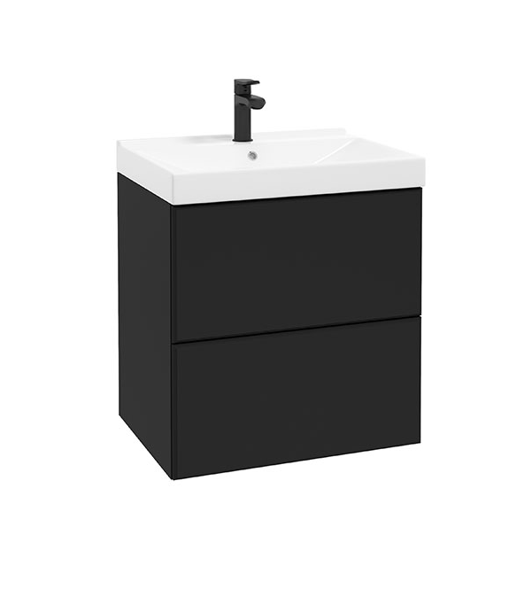 DEFTRANS szafka pod umywalkę z dwiema szufladami 60x60 Mo-re D60 czarny mat 291-D-06002