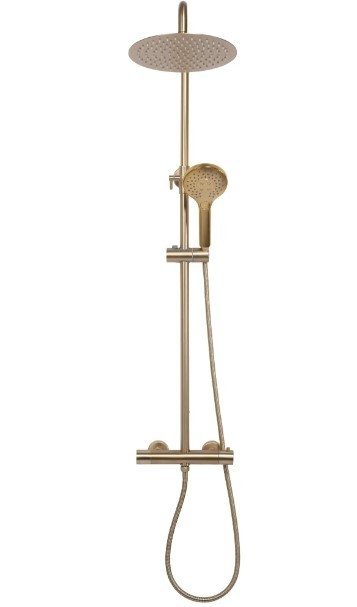 REA - zestaw natryskowy z termostatem VINCENT Złoty Szczotkowany