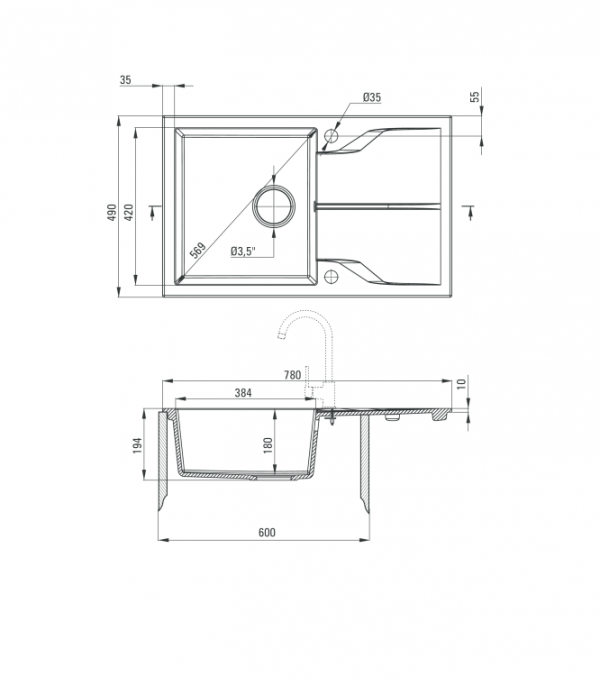 DEANTE Zlewozmywak 1-komorowy z ociekaczem - nero ANDANTE ZQN_N113
