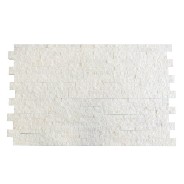 CAPITILE  - Panel ścienny Marmur Biały - kamienny marmur Stackstone Cristal White łupany, naturalny 10x36x0,8-1,3 cm /opakowanie 0,396m2/