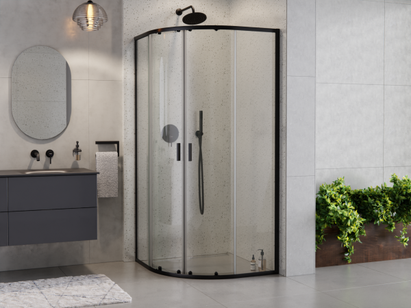 BESCO Kabina prysznicowa 80x80x190  Zarya Black ZPB-80-190-C