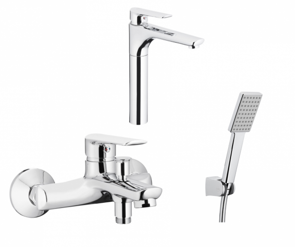 ZESTAW KFA TANZANIT bateria wannowa + natrysk punktowy LOGON + bateria umywalkowa wysoka