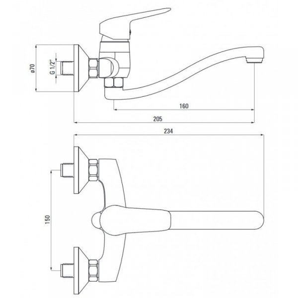 DEANTE - Bateria umywalkowa BORO ścienna NERO  BMO_N50M