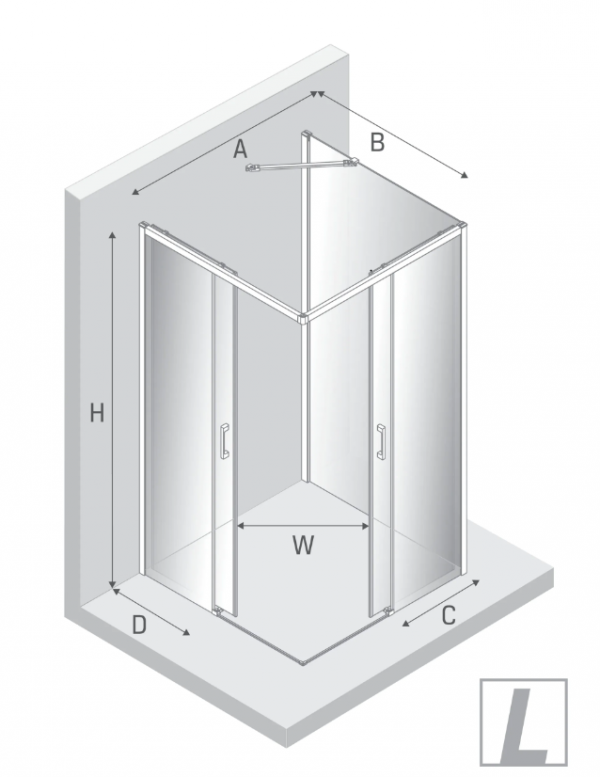 NEW TRENDY Kabina prysznicowa Prime, przyścienna 90x90x200 drzwi podwójne, przesuwne, wejście od narożnika K-0902