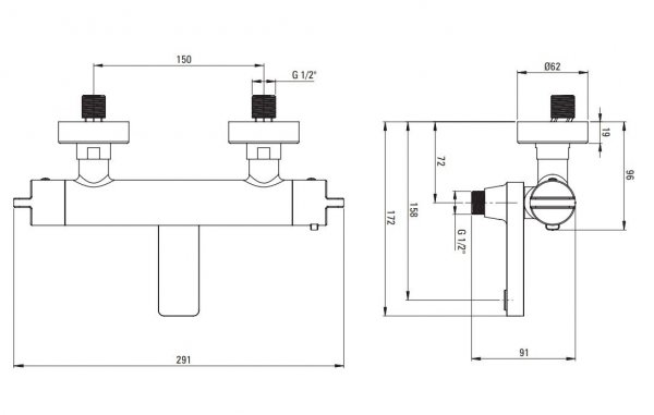 DEANTE - Bateria wannowa termostatyczna THERM ze składaną wylewką Nero  BCH_N1BT