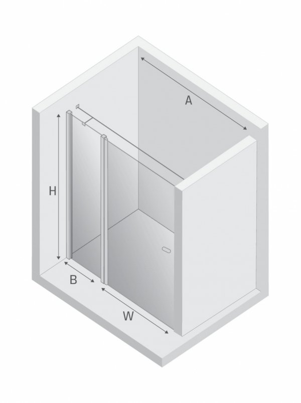 NEW TRENDY Drzwi wnękowe NEW SOLEO GOLD BRUSHED 1D U 80x195 szkło czyste 6mm Active Shield 2.0 - z elementem stałym - wsp. równoległy D-0844A-WK