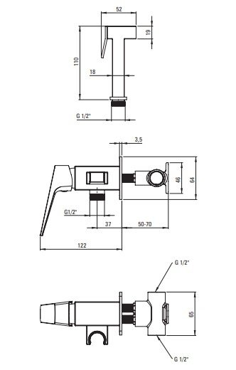DEANTE - Bateria bidetowa podtynkowa BLUR Titanium  BQL_D34M