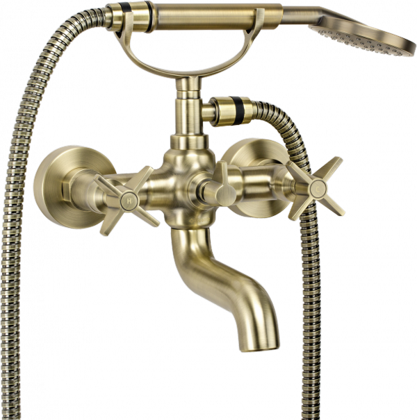 DEANTE - Bateria wannowa TEMISTO GOLD/Złota z kompletem natryskowym BQT_M11D