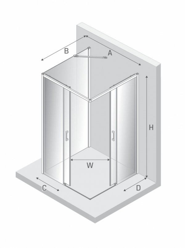 NEW TRENDY Kabina prysznicowa PRIME COPPER BRUSHED 2D kwadratowa przyścienna U 100x100x200 szkło czyste 6mm Active Shield 2.0 K-4149