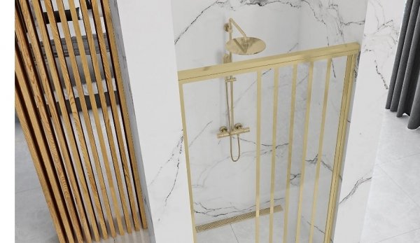 REA - Drzwi prysznicowe przesuwne ALEX GOLD BRUSH / ZŁOTO SZCZOTKOWANE 100cm