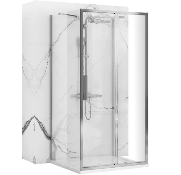 REA - Kabina Prysznicowa Przyścienna RAPID SLIDE Chrom  /drzwi 110 + ścianka 100 x2 + ramię x2/