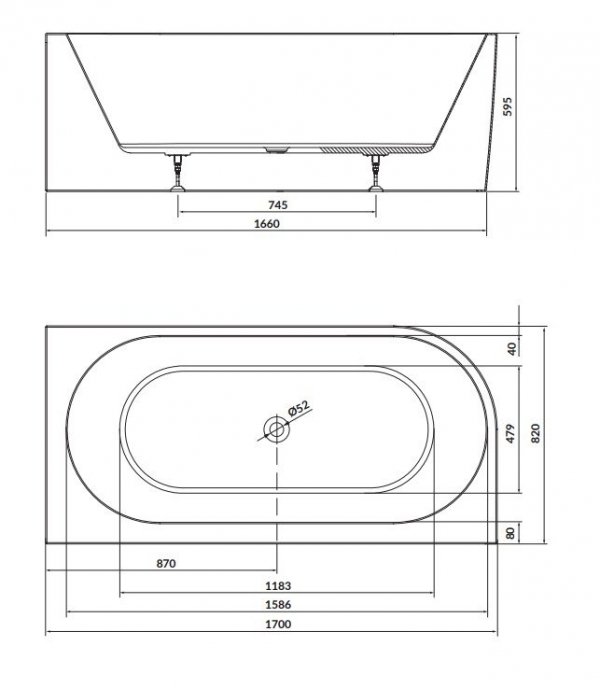 CERSANIT - Wanna wolnostojąca narożna CREA (170x82) - prawa  S301-330